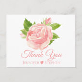 Carte Postale Aquarelle florale Rose Mariage Merci (Devant)