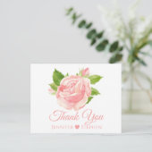 Carte Postale Aquarelle florale Rose Mariage Merci (Debout devant)