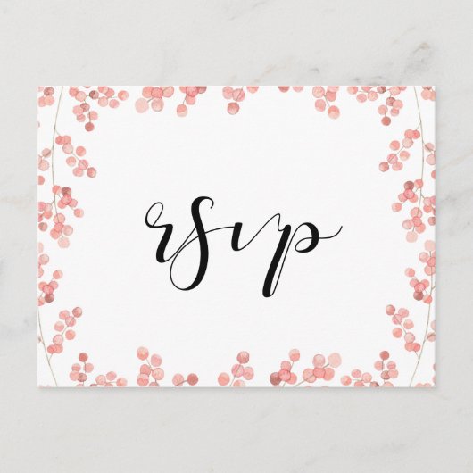 Carte Postale Aquarelle florale rose RSVP (Devant)