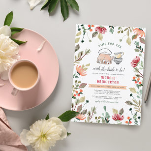 Carte Postale Aquarelle Florale Temps Pour La Fête des mariées D