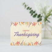 Carte Postale Aquarelle florale Thanksgiving (Debout devant)