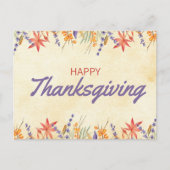 Carte Postale Aquarelle florale Thanksgiving (Devant)