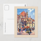 Carte Postale Aquarelle Florence Piazza San Lorenzo (Devant / Derrière)