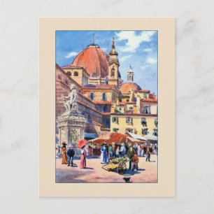 Carte Postale Aquarelle Florence Piazza San Lorenzo
