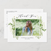 Carte Postale Aquarelle Foliage photo Merci de graduation (Devant / Derrière)