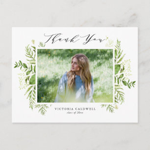 Carte Postale Aquarelle Foliage photo Merci de graduation