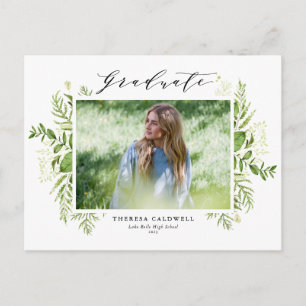 Carte Postale Aquarelle Foliage sauvage Black Photo Graduation