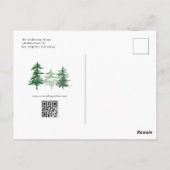 Carte Postale Aquarelle Forêt forestière Code QR Enregistrer la  (Dos)