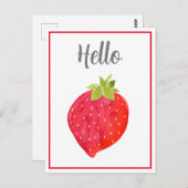 Carte Postale Aquarelle Fraise (Devant / Derrière)