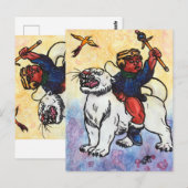 Carte Postale aquarelle garçon roi manèges puissance panthère bl (Devant / Derrière)