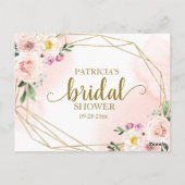 Carte Postale Aquarelle Géométrique Rose Blush Or Floral (Dos)