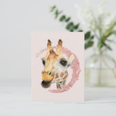 Carte Postale Aquarelle Giraffe Pink Foil (Debout devant)