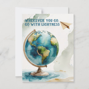 Carte Postale Aquarelle Globe Art - Où que vous alliez