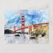 Carte Postale Aquarelle Golden Gate Bridge à San Francisco (Devant)