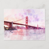 Carte Postale Aquarelle Golden Gate Bridge à San Francisco (Devant)