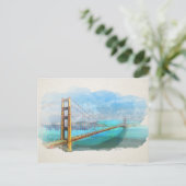 Carte Postale Aquarelle Golden Gate Bridge San Francisco (Debout devant)
