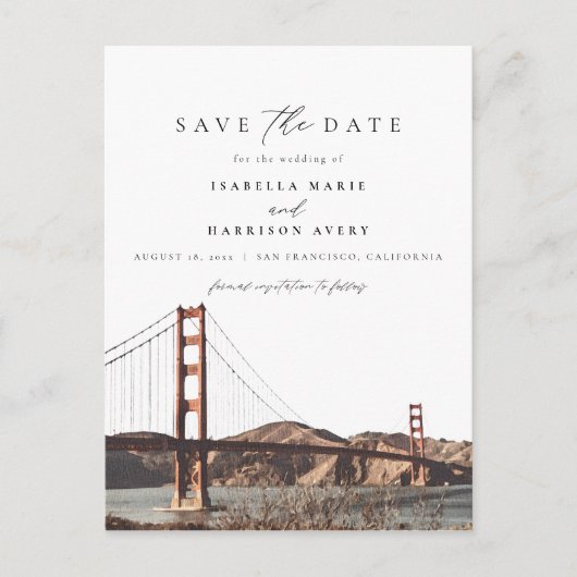 Carte Postale Aquarelle Golden Gate San Francisco Californie (Devant)