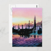 Carte Postale Aquarelle Gondola "Sunrise St. Mark's" (Devant / Derrière)