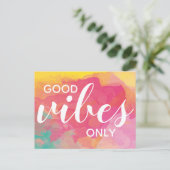 Carte Postale Aquarelle Good Vibes uniquement Positivity Affirma (Debout devant)