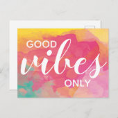 Carte Postale Aquarelle Good Vibes uniquement Positivity Affirma (Devant / Derrière)