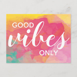 Carte Postale Aquarelle Good Vibes uniquement Positivity Affirma