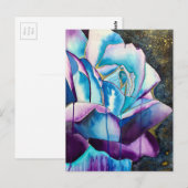 Carte Postale Aquarelle gothique bleu violet art rose (Devant / Derrière)