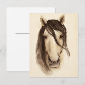 Carte Postale Aquarelle Grange Animaux | Cheval (Devant / Derrière)