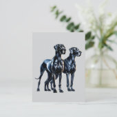Carte Postale Aquarelle Great Danes (Debout devant)