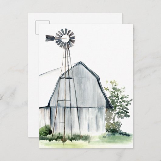 Carte Postale Aquarelle Gris Gris (Devant / Derrière)