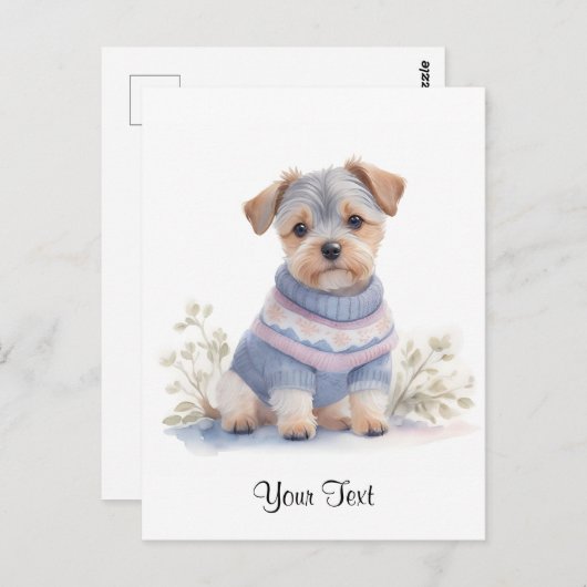 Carte Postale Aquarelle Gris Schnauzer Chien Chien Chien Chien P (Devant / Derrière)