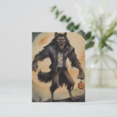 Carte Postale Aquarelle Halloween Werewolf (Debout devant)