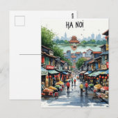 Carte Postale Aquarelle Hanoi Vietnam (Devant / Derrière)