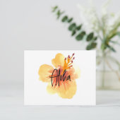 Carte Postale Aquarelle Hawaii Hibiscus Jaune Floral Moving (Debout devant)