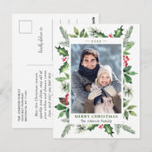 Carte Postale Aquarelle Holly Berry Noël (Devant / Derrière)