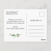 Carte Postale Aquarelle Holly Berry Noël 3 PHOTO Salutation (Dos)