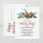 Carte Postale Aquarelle Holly Pine & Berry | Vacances (Devant / Derrière)