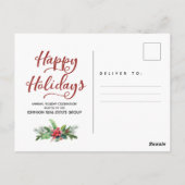 Carte Postale Aquarelle Holly Pine & Berry | Vacances (Dos)