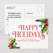 Carte Postale Aquarelle Holly | Salutations (Devant / Derrière)