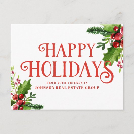 Carte Postale Aquarelle Holly | Salutations (Devant)