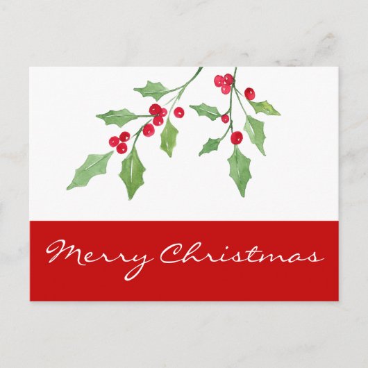 Carte postale Aquarelle Holly Sprigs (Devant)
