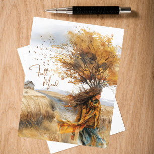 Carte Postale Aquarelle Humeur d'automne de Prairie Dorée