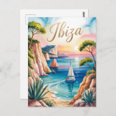 Carte Postale Aquarelle Ibiza (Devant / Derrière)