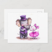 Carte Postale Aquarelle Illustration de Elephant et de Mouse Hav (Devant / Derrière)