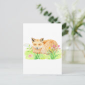 Carte Postale Aquarelle illustration renard dormant (Debout devant)