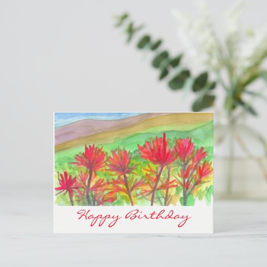 Carte Postale Aquarelle indienne de pinceau Joyeux anniversaire (Debout devant)