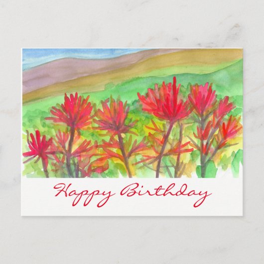 Carte Postale Aquarelle indienne de pinceau Joyeux anniversaire (Devant)