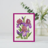 Carte Postale Aquarelle Irises (Debout devant)