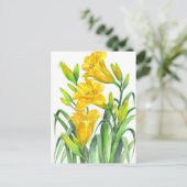 Carte Postale Aquarelle Jaune Lys Floral Illustration (Debout devant)