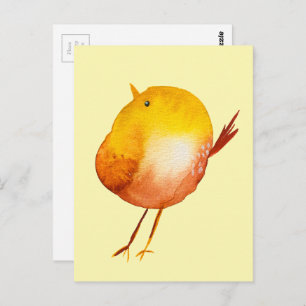 Carte Postale Aquarelle jaune mignon