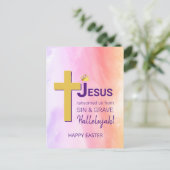 Carte Postale Aquarelle JÉSUS M'A RANSOMÉ Joyeux Pâques (Debout devant)
